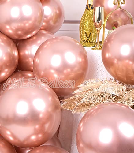 AULE Party Balloons 50 Pcs 12 inch Rose Gold Metallic Chrome Helium Shiny Latex Thicken Balloon Perfect Decoration for Wedding Birthday Baby Shower Graduation Christmas Carnival | The Storepaperoomates Retail Market - Fast Affordable Shopping