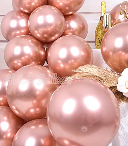 AULE Party Balloons 50 Pcs 12 inch Rose Gold Metallic Chrome Helium Shiny Latex Thicken Balloon Perfect Decoration for Wedding Birthday Baby Shower Graduation Christmas Carnival | The Storepaperoomates Retail Market - Fast Affordable Shopping