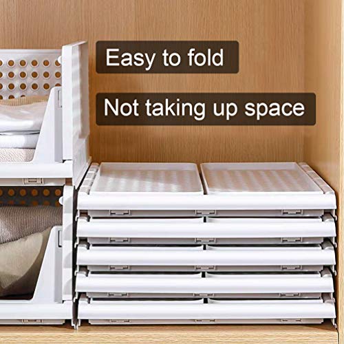 Hossejoy Set of 4 Stackable Wardrobe Storage Box, Plastic Drawer Organizer, Foldable Clothes Shelf Baskets, Folding Containers Bins Cubes, Perfect for Kitchen, Office, Bedroom & Bathrooms(White) | The Storepaperoomates Retail Market - Fast Affordable Shopping