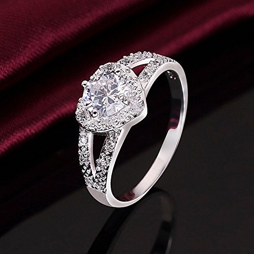 Challyhope Hot Sale! Cute Chic Lover Platinum Austrian Crystal Heart Shaped Diamond Zircon Band Ring For Women Valentines Gift(Silver, 9) | The Storepaperoomates Retail Market - Fast Affordable Shopping