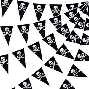 Pirate Banner Pennant Pirate Theme Party Triangle Flags Decorations Skull Banner for Pirate Party Celebration Supplies