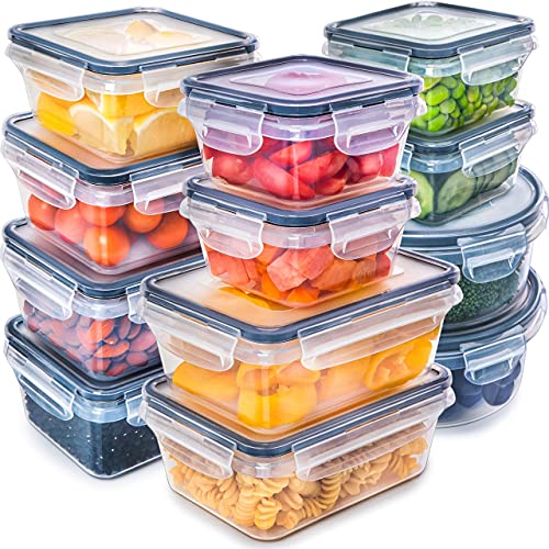 Fullstar (12 Pack) Food Storage Containers with Lids – Black Plastic Food Containers with Lids – Plastic Containers with Lids – Airtight Leak Proof Easy Snap Lock and BPA-Free Plastic Container Set | The Storepaperoomates Retail Market - Fast Affordable Shopping