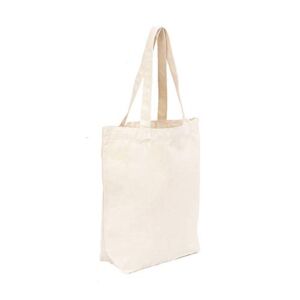 Canvas Bags Heavy Natural Canvas Tote Bags with Bottom Gusset Reusable Grocery Bags Canvas Shopping Bags with Long Handles (15.7″x13.7″x4″, 1 pack), 12 oz Canvas