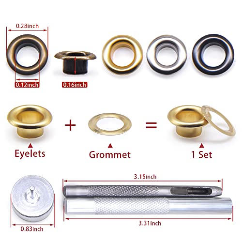 Grommet Kit 800 Sets Gronmets Eyelets with 3 Pieces Install Tool Kit, 4 Colors (100# Inner 3mm) | The Storepaperoomates Retail Market - Fast Affordable Shopping