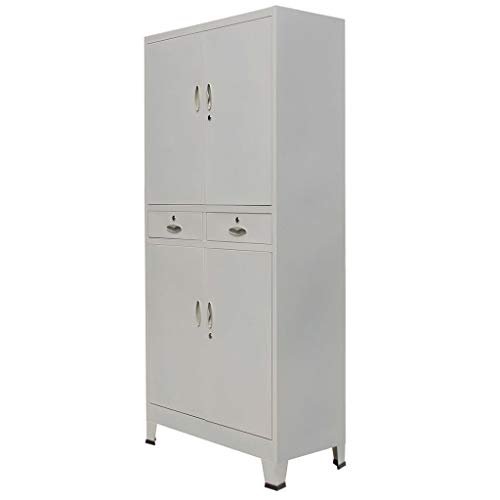 Festnight Tall Steel Office Cabinet Steel Storage Cabinet with 4 Doors 2 Drawers for Storage Steel 35.4″x15.7″x70.9″ Gray | The Storepaperoomates Retail Market - Fast Affordable Shopping