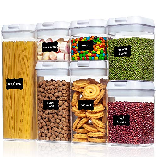 Airtight Food Storage Containers, Vtopmart 7 Pieces BPA Free Plastic Cereal Containers with Easy Lock Lids, for Kitchen Pantry Organization and Storage, Include 24 Labels | The Storepaperoomates Retail Market - Fast Affordable Shopping