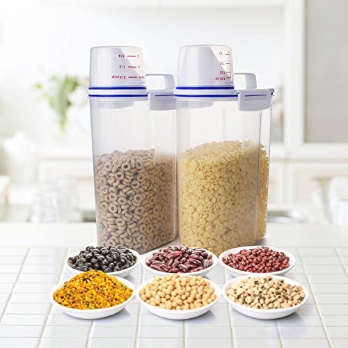 TBMax Cereal Container Oatmeal Dispenser – 2Pack, Rice Storage Bin with Airtight Design+ Measuring Cup + Pour Spout + 2KG Capacities Perfect for Suger Grain Flour Nuts Organization | The Storepaperoomates Retail Market - Fast Affordable Shopping