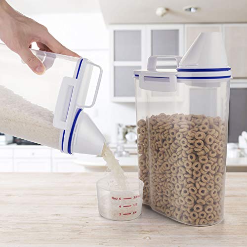 TBMax Cereal Container Oatmeal Dispenser – 2Pack, Rice Storage Bin with Airtight Design+ Measuring Cup + Pour Spout + 2KG Capacities Perfect for Suger Grain Flour Nuts Organization | The Storepaperoomates Retail Market - Fast Affordable Shopping
