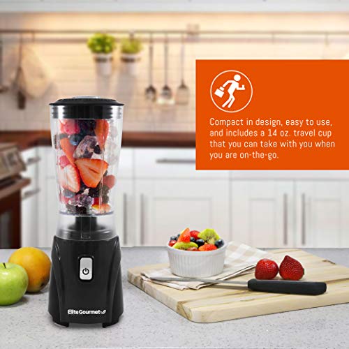 Elite Cuisine EPB-9632 Personal Single Serve Blender, 14 Oz-For Shakes & Smoothies, Black | The Storepaperoomates Retail Market - Fast Affordable Shopping