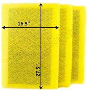 RAYAIR SUPPLY 18×30 MicroPower Guard Air Cleaner Replacement Filter Pads (3 Pack) Yellow