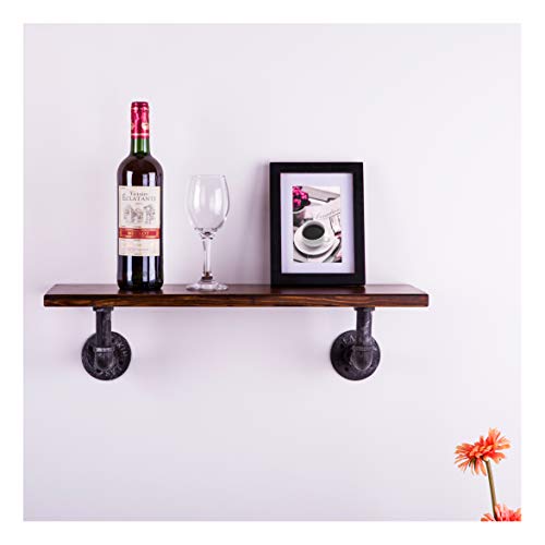 Sansnow 1-Shelf Rustic Iron Pipe Shelf Unit, Industrial Shelves Metal Decorative Accent Wall Book Shelf for Home Bar, Retro Black and Brown | The Storepaperoomates Retail Market - Fast Affordable Shopping