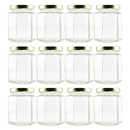 Cornucopia 6-Ounce Hexagon Glass Jars (12-Pack); Empty Hex Jars w/Gold Lids for Party Favors, Jams, Samples & More | The Storepaperoomates Retail Market - Fast Affordable Shopping