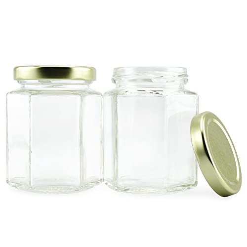 Cornucopia 6-Ounce Hexagon Glass Jars (12-Pack); Empty Hex Jars w/Gold Lids for Party Favors, Jams, Samples & More | The Storepaperoomates Retail Market - Fast Affordable Shopping
