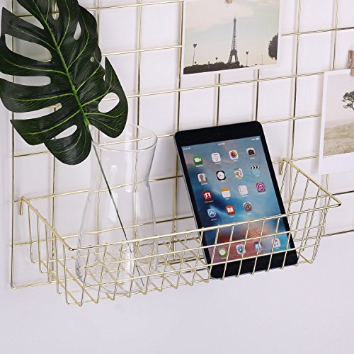 GRIDYMEN Hanging Grid Basket for Wire Wall Panel,, Multifunction Wall Storage Display Decorative Basket, Size 15.5″x5.3″x3.9″, Gold | The Storepaperoomates Retail Market - Fast Affordable Shopping