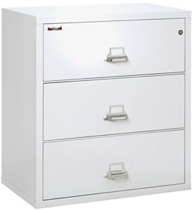 FireKing Fireproof Lateral File Cabinet (3 Drawers, Impact Resistant, Waterproof), 40.25″ H x 37.5″ W x 22.13″ D, Arctic White