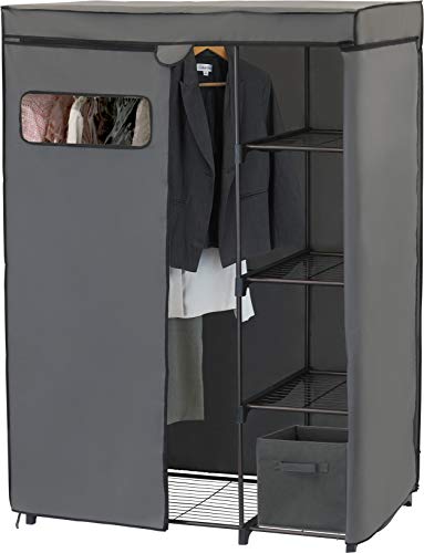 Simple Houseware Freestanding Cloths Garment Organizer Closet with Cover, Dark Gray | The Storepaperoomates Retail Market - Fast Affordable Shopping