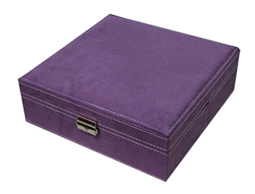 Sodynee® Purple Two-Layer Lint Jewelry Box Organizer Display Storage Case with Lock | The Storepaperoomates Retail Market - Fast Affordable Shopping