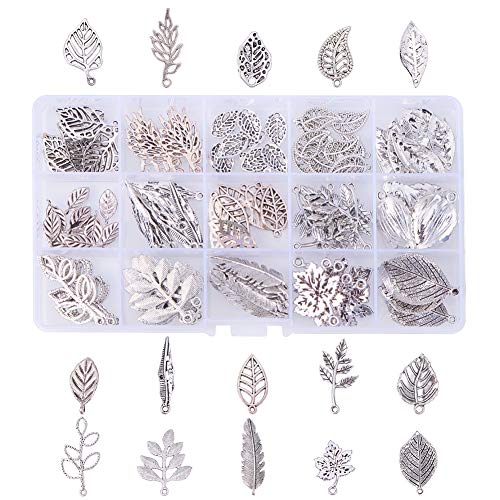PH PandaHall 150pcs Tree Leaf Charms, 15 Style Filigree Metal Leaf Pendants Plant Charms Antique Silver Tibetan Alloy Leaves Pendants Charms Beads for DIY Bracelet Necklace Spring Jewelry Making | The Storepaperoomates Retail Market - Fast Affordable Shopping