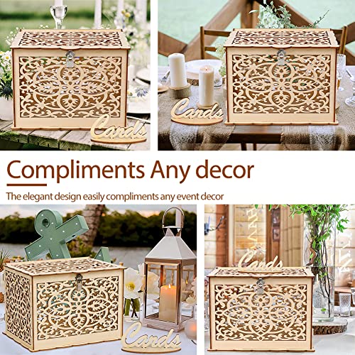 Aytai DIY Rustic Wedding Card Box with Lock and Card Sign Wooden Gift Card Box Money Box for Reception Wedding Anniversary Baby Shower Birthday Graduation Party Decorations | The Storepaperoomates Retail Market - Fast Affordable Shopping