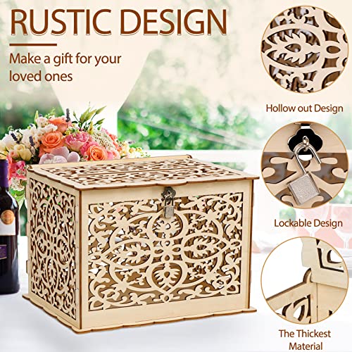 Aytai DIY Rustic Wedding Card Box with Lock and Card Sign Wooden Gift Card Box Money Box for Reception Wedding Anniversary Baby Shower Birthday Graduation Party Decorations | The Storepaperoomates Retail Market - Fast Affordable Shopping