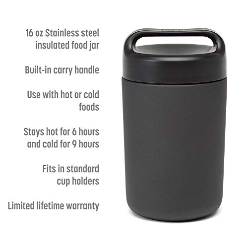 Goodful Vacuum Sealed Insulated Food Jar with Handle Lid, Stainless Steel Thermos, Lunch Container, 16 Oz, Gray | The Storepaperoomates Retail Market - Fast Affordable Shopping