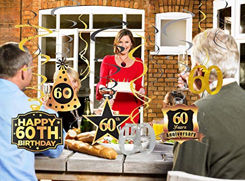 60th Birthday Decorations for Men Cheers to 60 Years Banner Swirls Kit for Women 60th Birthday Party Decorations | The Storepaperoomates Retail Market - Fast Affordable Shopping