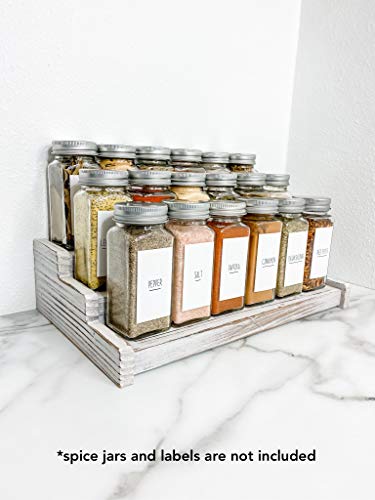 Rustic 3 Tier Wooden Spice Rack – Farmhouse Kitchen Countertop Cabinet Organizer – Vintage Distressed White Wood Seasoning Jar & Condiment Storage Holder – Dessert Stand Cupcake Riser Display Shelf | The Storepaperoomates Retail Market - Fast Affordable Shopping