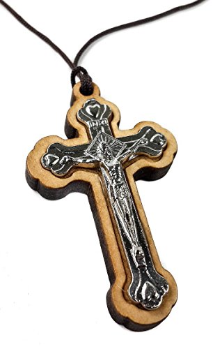 Olive Wood Cross Pendant Necklace Silver Plated Crucifix with Thread Holy Land 1.8″ | The Storepaperoomates Retail Market - Fast Affordable Shopping
