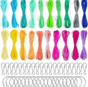 String Gimp Plastic Lacing Cord for Bracelets Scoubidou Craft Kits with Snap Clip Hooks 20 Colors
