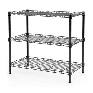 SINGAYE 3 Shelf Wire Shelving Unit Adjustable Storage Shelving 21.26”W x 11.41”D x 22.83”H (Black)