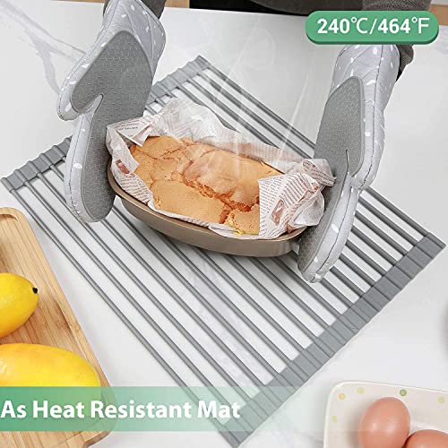Ohuhu Over Sink Dish Drying Rack, 2 Pack Roll Up Drying Rack 17″ L x 13″ W Heat-Resistant Anti-Slip Silicone Coated Sink Drying Racks Mat for Kitchen Counter Organizer | The Storepaperoomates Retail Market - Fast Affordable Shopping