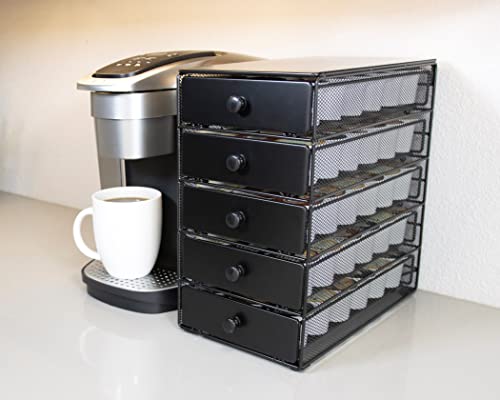 Nifty Coffee Pod Drawer – Black Satin Finish, Compatible with K-Cups, 90 Pod Pack Capacity Rack, 5-Tier Holder, XXL Storage, Stylish Home or Office Kitchen Counter Organizer | The Storepaperoomates Retail Market - Fast Affordable Shopping