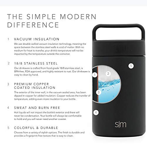 Simple Modern Vacuum Insulated Food Jar Thermos for Hot Food | Reusable Stainless Steel Leak Proof Lunch Storage for Soup, Smoothie Bowl, Oatmeal | Provision Collection | 12oz | Midnight Black | The Storepaperoomates Retail Market - Fast Affordable Shopping