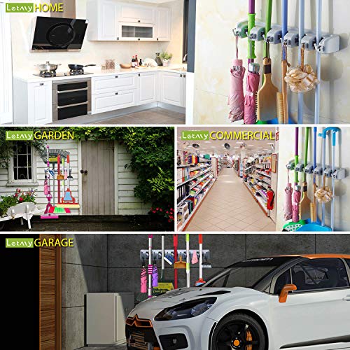 LETMY Broom Holder Wall Mounted – Mop and Broom Hanger Holder – Garage Storage Rack & Garden Tool Organizer – 5 Position 6 Hooks for Home, kitchen, Garden, Tools, Garage Organizing | The Storepaperoomates Retail Market - Fast Affordable Shopping