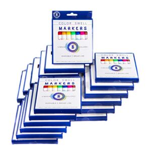 Color Swell Washable Markers Bulk Pack 18 Boxes of 8 Vibrant Colors (144 Total) Perfect Markers for Kids, Parties, Classrooms