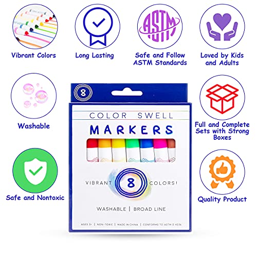 Color Swell Washable Markers Bulk Pack 18 Boxes of 8 Vibrant Colors (144 Total) Perfect Markers for Kids, Parties, Classrooms | The Storepaperoomates Retail Market - Fast Affordable Shopping