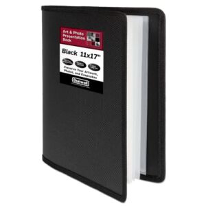 Dunwell Art Portfolio 11×17 – (Black) Large Portfolio Folder for Artwork, 11 x 17 Art Folder has 24 Pockets, Display 48 Pages, Portfolio Album for Artwork Storage, Presentation Book with Clear Sleeves