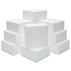 12 Pack Craft Foam Blocks, 4x4x2 Square Polystyrene Bricks for Flower Arrangements, Models, Decorations