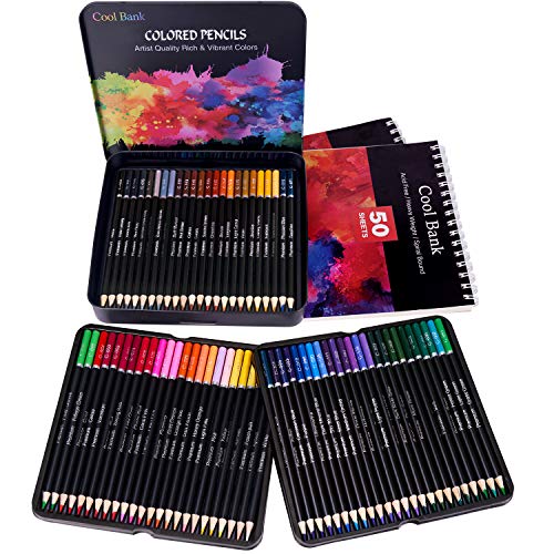 72 Professional Colored Pencils, Artist Pencils Set with 2 x 50 Page Drawing Pad(A4), Premium Artist Soft Series Lead with Vibrant Colors for Sketching, Shading & Coloring in Tin Box | The Storepaperoomates Retail Market - Fast Affordable Shopping