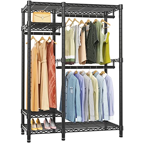 VIPEK V2S Garment Rack Heavy Duty Commercial Grade Clothes Rack, 4 Tiers Adjustable Wire Shelving Clothing Racks with 3 Hanging Rods, Freestanding Closet Metal Wardrobe Closet, Max Load 650LBS, Black | The Storepaperoomates Retail Market - Fast Affordable Shopping