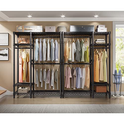 VIPEK V2S Garment Rack Heavy Duty Commercial Grade Clothes Rack, 4 Tiers Adjustable Wire Shelving Clothing Racks with 3 Hanging Rods, Freestanding Closet Metal Wardrobe Closet, Max Load 650LBS, Black | The Storepaperoomates Retail Market - Fast Affordable Shopping