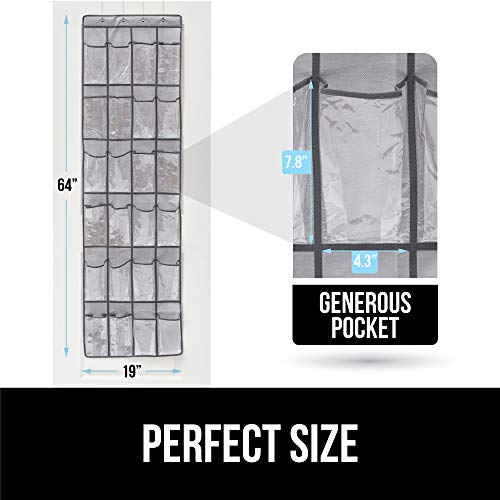 Gorilla Grip Crystal Clear Large 24 Pocket Shoe Organizer, Holds Up to 40 Pounds, Sturdy Hooks, Space Saving, Over Door, Storage Rack Hangs on Closets for Shoes, Sneakers or Accessories, Black, 24 Pocket (Pack of 1) | The Storepaperoomates Retail Market - Fast Affordable Shopping