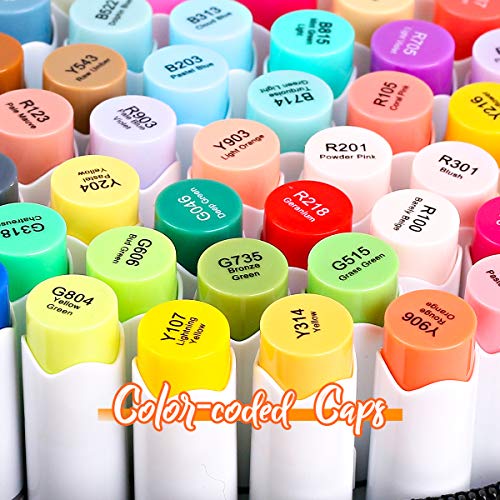 Caliart Alcohol Brush Markers, 51 Colors Dual Tip Artist Brush & Chisel Tip Sketch Art Alcohol Markers for Kids Adult Coloring Books Painting Drawing Illustration Artist Craft Card Making Supplies | The Storepaperoomates Retail Market - Fast Affordable Shopping