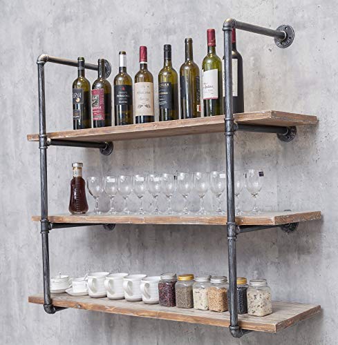 Industrial Wall Mounted Iron Floating Pipe Shelves/Shelving/Racks/Storage/Bookcases/Brackets, DIY Open Bookshelves/Shelving for Kitchen/Office, Retro Black,(4-Tier Shelf Brackets,Not Include Planks) | The Storepaperoomates Retail Market - Fast Affordable Shopping