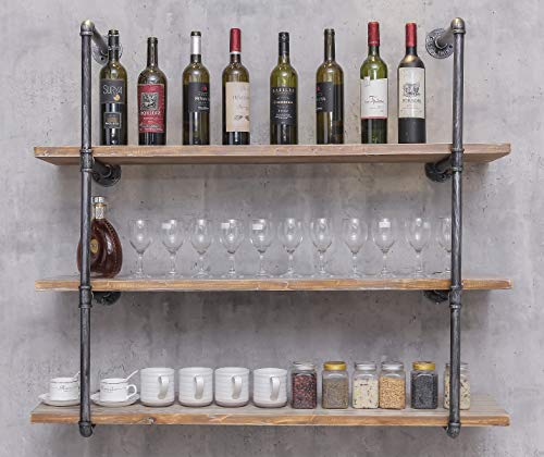 Industrial Wall Mounted Iron Floating Pipe Shelves/Shelving/Racks/Storage/Bookcases/Brackets, DIY Open Bookshelves/Shelving for Kitchen/Office, Retro Black,(4-Tier Shelf Brackets,Not Include Planks) | The Storepaperoomates Retail Market - Fast Affordable Shopping