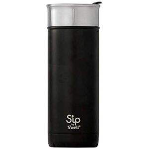 Sip by Swell Stainless Steel Travel Mug ,16 Fl Oz , Coffee Black ,Double Layered Vacuum-Insulated Travel Mug Keeps Coffee Tea And Drinks Cold for 16 Hours and Hot for 4