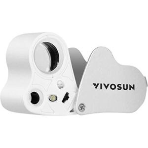 VIVOSUN 30X 60X Illuminated Jewelers Loupe Foldable Magnifier with LED Light for Jewelry Gems Watches Coins Stamps Antiques White