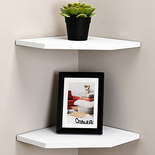 WELLAND 12-Inch Floating Corner Shelves Set of 2, Wall Mounted Storage Shelf with White Finish for Bedroom, Living Room, Bathroom, Display Shelf for Small Plant, Photo Frame, Toys and More | The Storepaperoomates Retail Market - Fast Affordable Shopping
