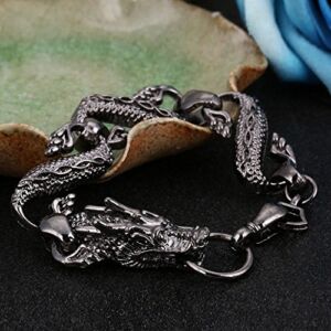 Phetmanee Shop Men’s Bracelets Punk Fashion Chinese Dragon Bracelet Stainless Steel Jewelry