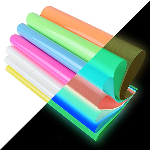 Heat Transfer Vinyl,Glow in Dark Iron on Vinyl 9 Pack 12″x 10″ PU HTV Luminous Fluorescent Color for Shirts(Glow in Dark) | The Storepaperoomates Retail Market - Fast Affordable Shopping